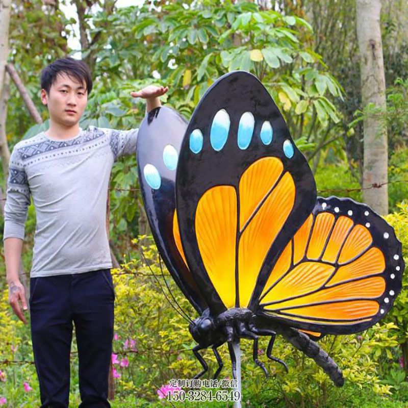 锻钢蝴蝶雕塑 昆虫雕塑主题定做 企业标志蝴蝶雕塑精选