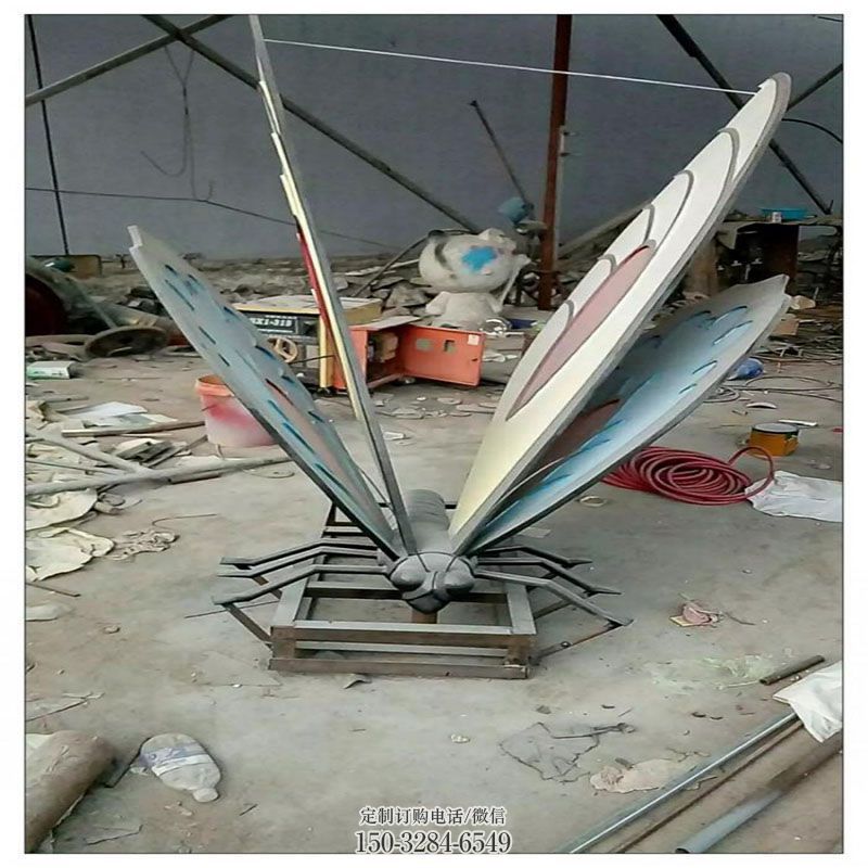 蝴蝶雕塑底座 景观户外昆虫雕塑点击 蝴蝶雕塑订做通用