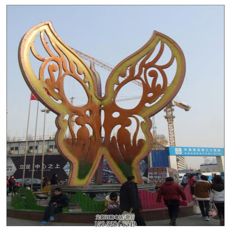 蝴蝶雕塑环形 各类昆虫雕塑标准 烤漆蝴蝶雕塑制造商