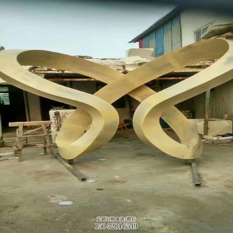 镜面蝴蝶雕塑 现代昆虫雕塑定制 现代蝴蝶雕塑定制