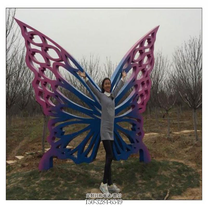 空间蝴蝶雕塑 广场昆虫雕塑供求 园林蝴蝶雕塑摆件订做