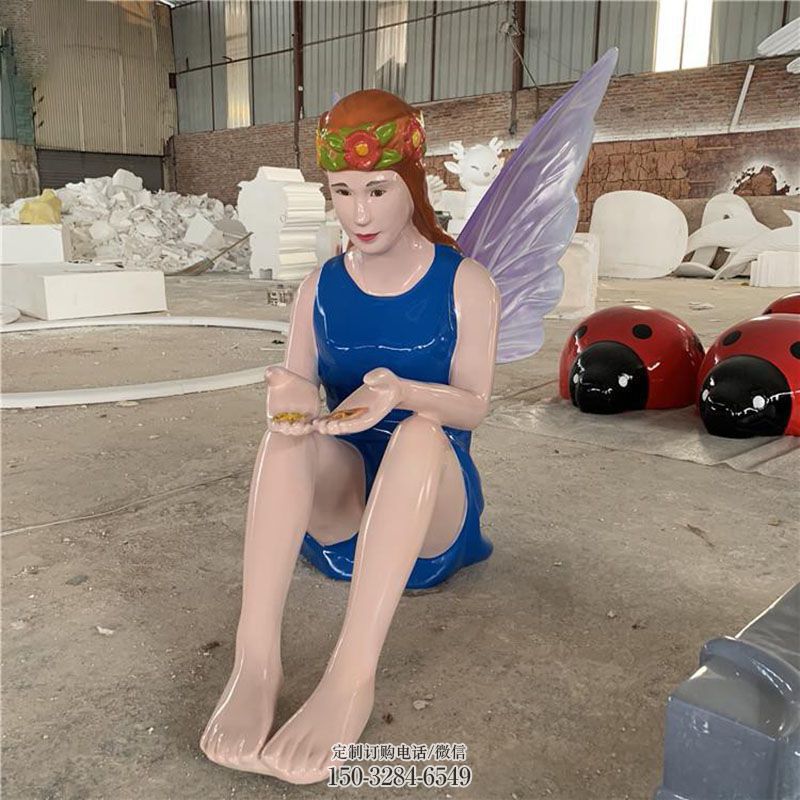 镜面蝴蝶精灵雕塑 园林卡通雕塑摆件订做 城市广场卡通蝴蝶雕塑提供