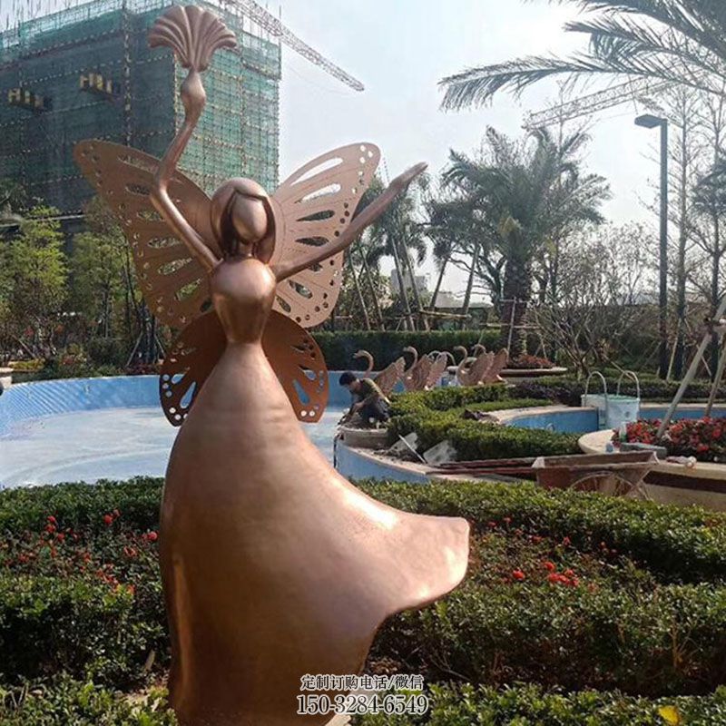 民俗蝴蝶精灵雕塑 景观小品卡通雕塑供需 各类卡通蝴蝶雕塑标准