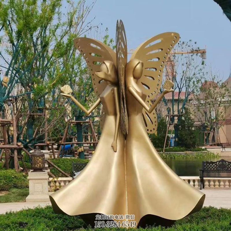 企业蝴蝶精灵雕塑 景观艺术卡通雕塑承接 商场卡通蝴蝶雕塑常用