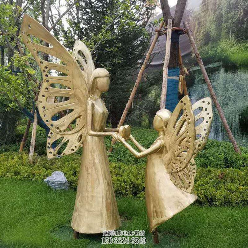 中式蝴蝶精灵雕塑 园林景观卡通雕塑精选 园林卡通蝴蝶雕塑摆件订做