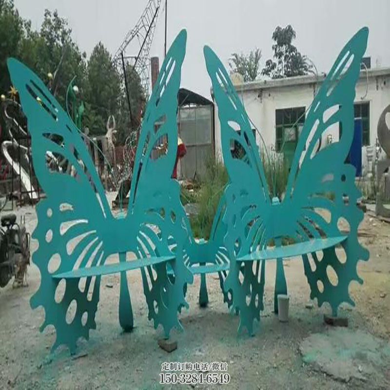 空间蝴蝶雕塑 户外坐凳雕塑摆放精选 蝴蝶坐凳雕塑工艺服务商