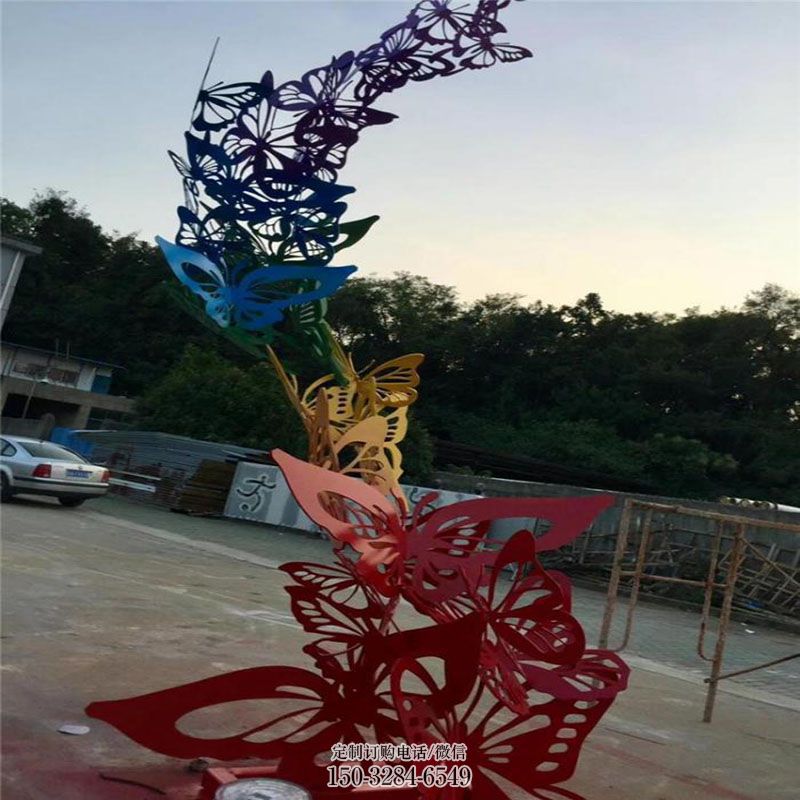 各类蝴蝶群雕塑 昆虫雕塑主题定做 门口群蝴蝶雕塑订做
