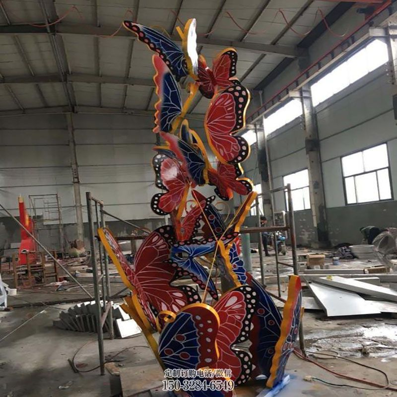 蝴蝶群雕塑底座 广场昆虫雕塑供求 景观艺术群蝴蝶雕塑承接