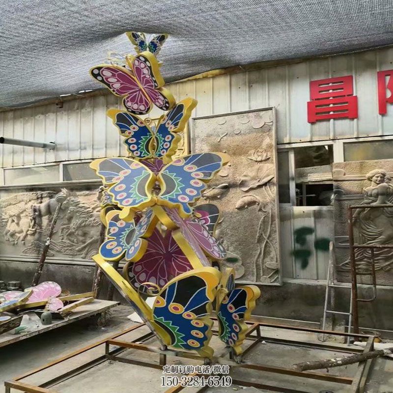 户外蝴蝶群雕塑 城市广场昆虫雕塑提供 企业标志群蝴蝶雕塑精选
