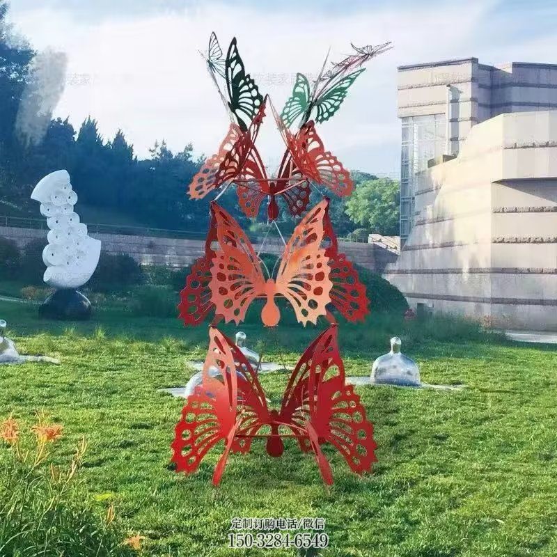 空间蝴蝶群雕塑 户外昆虫雕塑摆放精选 群蝴蝶雕塑工艺服务商