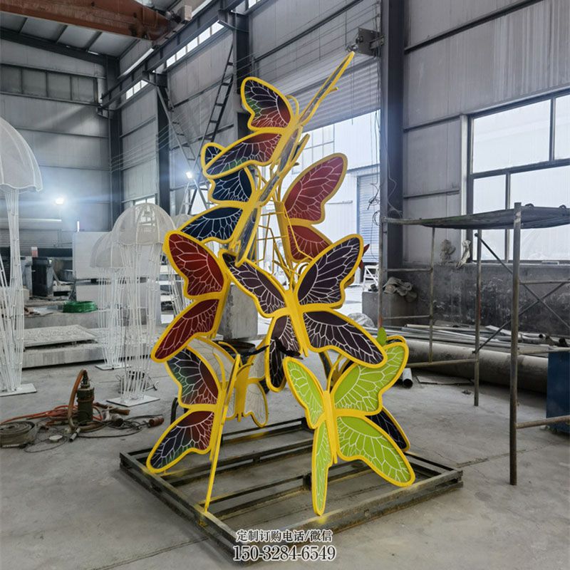 企业蝴蝶群雕塑 广场昆虫雕塑供求 门口群蝴蝶雕塑订做