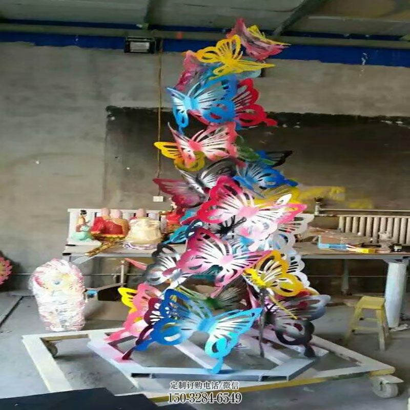 社区蝴蝶群雕塑 户外昆虫雕塑摆放精选 景区群蝴蝶雕塑优选