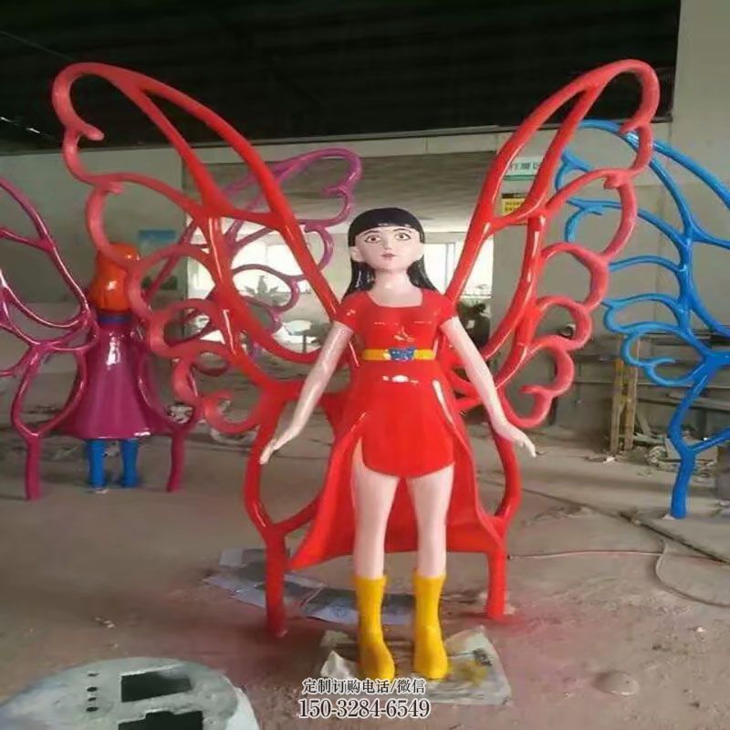 抽象蝴蝶仙子雕塑 景观小品卡通雕塑供需 广场卡通蝴蝶雕塑供求