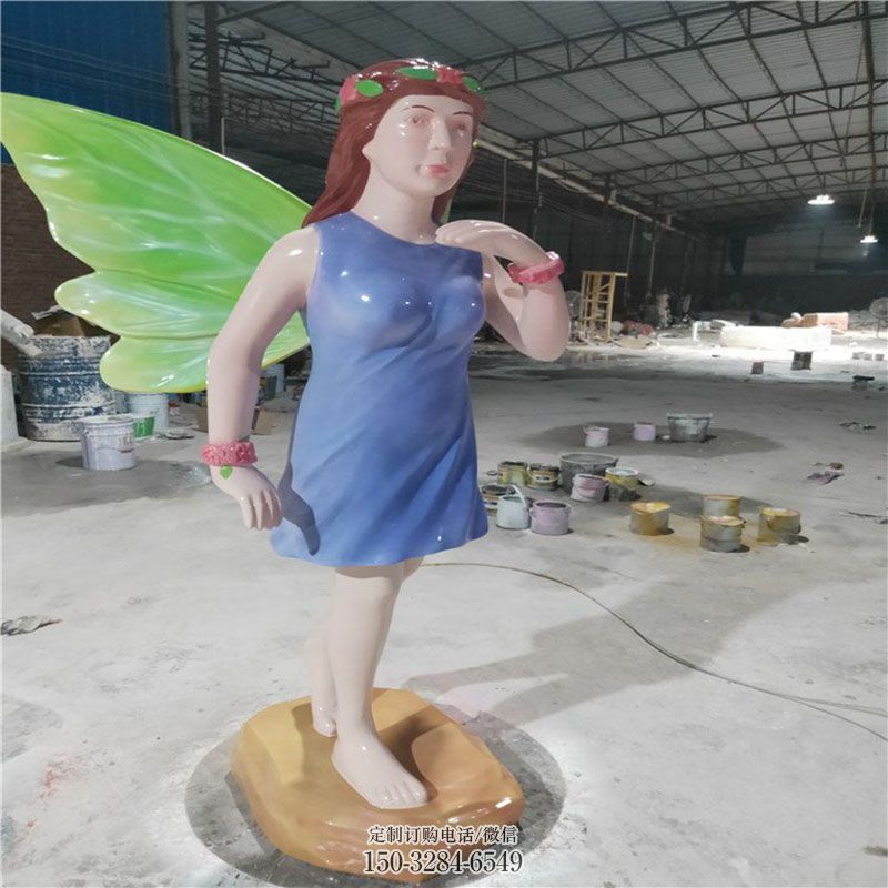 钢铸蝴蝶仙子雕塑 烤漆卡通雕塑制造商 户外卡通蝴蝶雕塑摆放制作