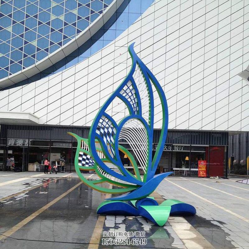 蝴蝶雕塑抽象 园林蝶科雕塑摆件订做 园林镂空蝴蝶雕塑摆件订做