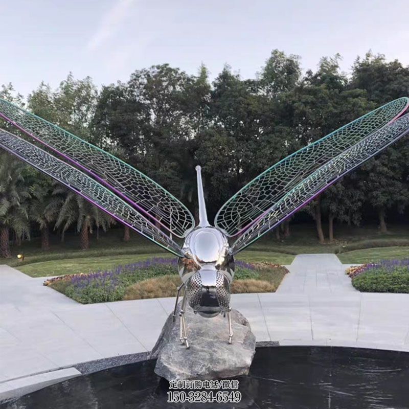 钢结构蜻蜓雕塑 企业标志昆虫雕塑精选 烤漆不锈钢蜻蜓雕塑制造商