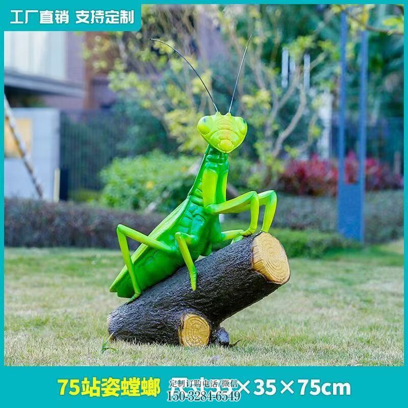 钢结构蝈蝈雕塑 景观艺术昆虫雕塑承接 玻璃钢蝈蝈雕塑订做通用