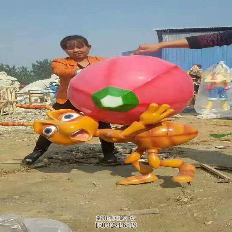 金属抽象蚂蚁雕塑 各类蚁类雕塑标准 户外玻璃钢蚂蚁雕塑摆放制作