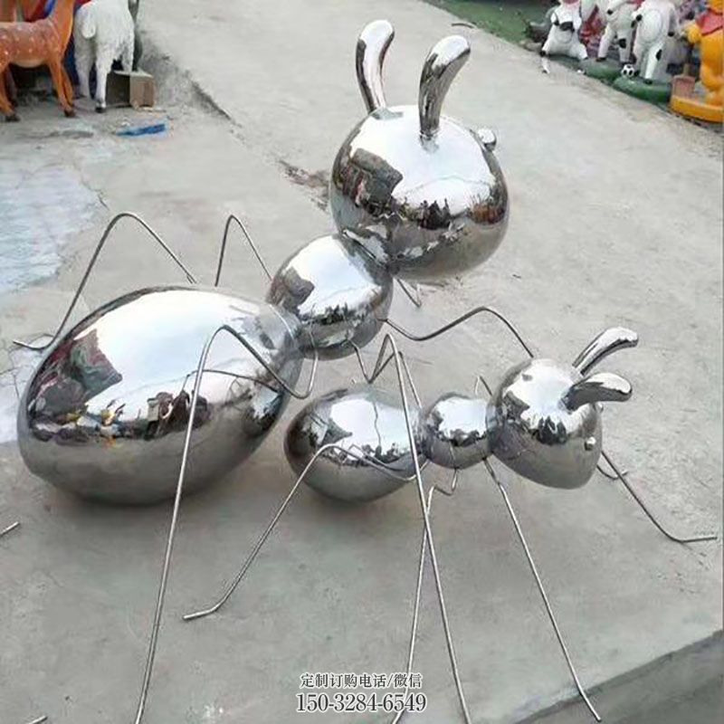 蚂蚁雕塑抽象 园林蚁类雕塑摆件订做 园林不锈钢蚂蚁雕塑摆件订做