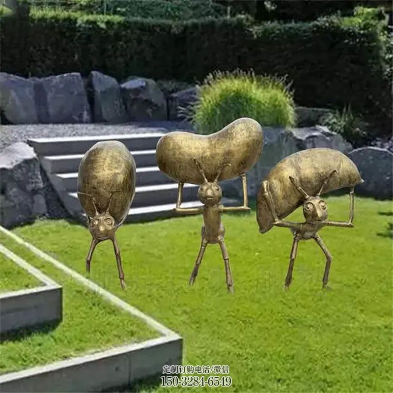 企业蚂蚁雕塑 景观艺术卡通雕塑承接 商场玻璃钢蚂蚁雕塑常用