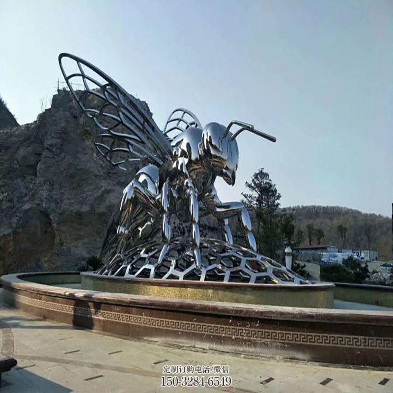 中式蜜蜂雕塑 园林景观昆虫雕塑精选 园林不锈钢蜜蜂雕塑摆件订做