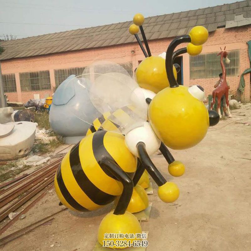 景区蜜蜂雕塑 现代卡通雕塑定制 景观艺术玻璃钢蜜蜂雕塑承接
