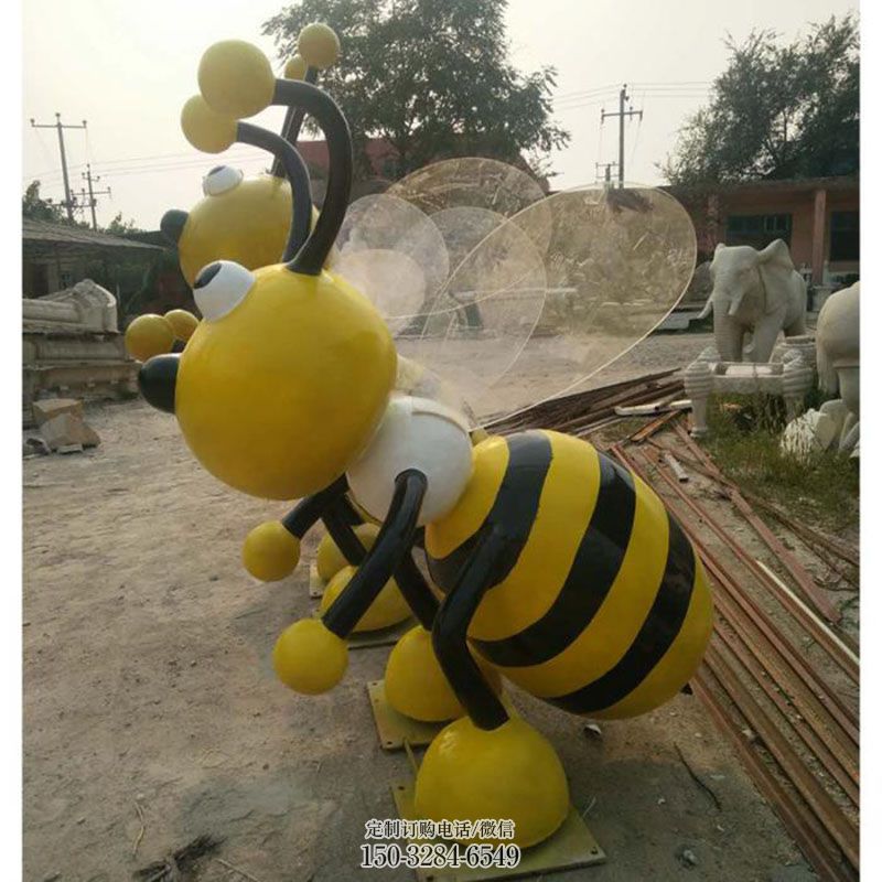 蜜蜂雕塑底座 广场卡通雕塑供求 景观艺术玻璃钢蜜蜂雕塑承接
